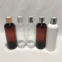 Botella de Plástico Transparente Marrón para Champú, 1000 ml, Botella Redonda para Champú Seco, Botella de Champú Cuadrada Dorada con Tapa, 150 ml, 200 ml, 8 oz