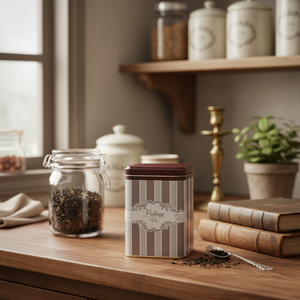 90x90x125 mm Square Metal Tin Box 1L Slip Lid Food <b>Storage</b> & <b>Container</b> with Elegance - Product Image 3