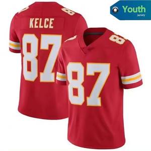 KC Youth Kids 87 Travis Kelce Original 1:1 Hochwertiges US America Rot Schwarz Weiß Genähtes Fußball trikot - Product Image 2