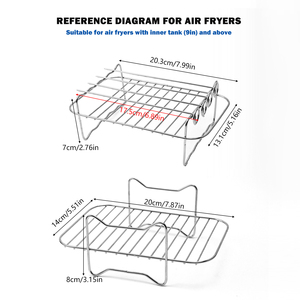 Set di <span class=keywords><strong>Accessori</strong></span> da Cucina, Griglia Rettangolare a Doppio Strato per <span class=keywords><strong>Friggitrice</strong></span> <span class=keywords><strong>ad</strong></span> <span class=keywords><strong>Aria</strong></span> con Quattro Spiedini, Griglia Impilabile per Disidratatore - Product Image 2
