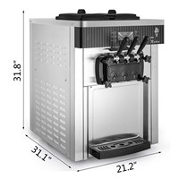 Machine à Crème Glacée Molle Verticale/De Comptoir 3 Saveurs, Auto-Nettoyante, Commerciale, pour Crème Glacée Italienne