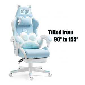 <span class=keywords><strong>CA</strong></span> Popular Chaises d'ordinateur bleu ciel avec oreilles de chat Chaise d'ordinateur ergonomique Repose-pieds inclinable Chaise de jeu confortable pour garçons filles - Product Image 2