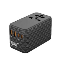 Adaptador de Viaje Universal Internacional Worldplug con Estándar para EE. UU., Australia, Reino Unido y UE, 10 A, 4 Tomas de Corriente, 2 Puertos USB Tipo C