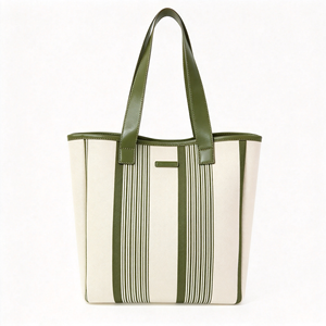 Sac fourre-tout en jute réutilisable à motif géométrique avec logo personnalisé pour femmes - Product Image 1