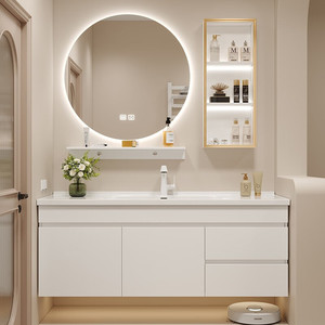 Mueble de baño inteligente con lavabo integrado de cerámica, lavabo simple - Product Image 1