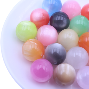Factory Price 16mm 20mm Mixed Color Cat Eye Resin Chunky <strong>Round</strong> <strong>Beads</strong> for Handmade Necklace DIY Pens Parts W27 - Product Image 3