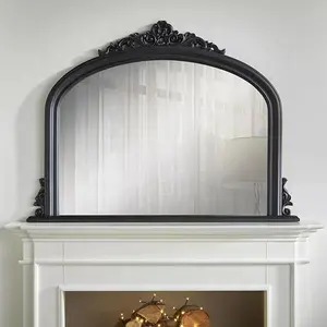 Venda quente estilo barroco arco vaidade espelho moldura de madeira com rendas superiores para quarto sala decoração vestir espelho