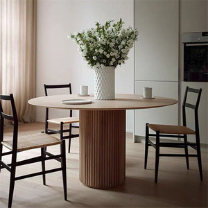 Đồ nội thất tự nhiên cổ điển gỗ rắn tái chế thông tròn rãnh giữa thế kỷ bàn ăn Mesa de comedor de <span class=keywords><strong>madera</strong></span> - Product Image 3