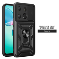Coque de protection pour Tecno Spark Go 2023/Pop 7 Pro/Smart 7, étui de téléphone à fenêtre coulissante avec anneau métallique