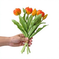 Bouquet de tulipes artificielles douces faites à la main, 5 têtes, décoration de mariage, cadeaux, mur de fleurs, plante artificielle