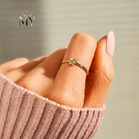 Bague en argent pur S925 la plus vendue – Élégante, simple, double nœud, style minimaliste, style européen, bague de doigt haut de gamme