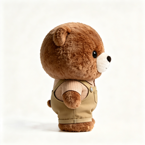 Adorable Oso de Peluche Marrón <span class=keywords><strong>Oscuro</strong></span> con Camisa Caqui y Pantalones Tipo Overol, Oso de Peluche Suave Estilo Vintage - Product Image 6