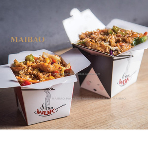 Caja de comida para llevar desechable, papel Kraft para llevar, cajas de comida de fideos chinos, embalaje de Pasta para caja de papel para llevar - Product Image 3