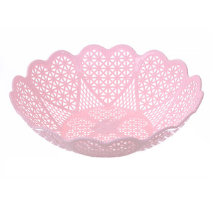 Candy Colored Hollow Lace Fruit Plate Plastic Snack Bowl Pink Purple Blue Storage Basket - Product Image 5