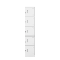 Casier de rangement en acier à 5 niveaux, armoire métallique verrouillable à 5 portes, casier personnel vertical mince pour le personnel de bureau et d'usine