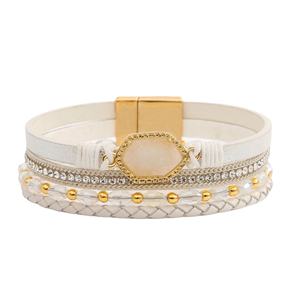 Noir Losange Résine Cristal Charme En Cuir Bracelet Bracelets pour Femme Multi Couche Boho En Cuir Wrap Bracelet Bijoux - Product Image 1