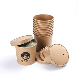 High-quality Kraft Paper Bucket Takeaway Packaging Box Heat-resistant Oil-proof Thickened Soup Cup