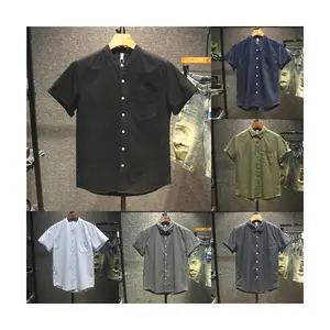 Summer Men's Shirts Men's Plain Shirts Poplin Fabric Short Sleeve Weave Formal Customized Performance Top Cotton Linen