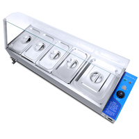 Équipement de cuisine commerciale Chauffe-plats Plateau de table électrique en acier inoxydable Bain Marie avec couvercle en verre