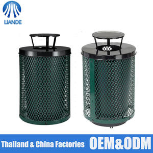 ถังขยะโลหะแบบขยายได้สำหรับกลางแจ้ง พร้อมฝาปิดกันฝน ขนาด 36 แกลลอน ถังรีไซเคิล ทนทาน กันน้ำ เหมาะสำหรับใช้ในโรงเรียนและสวนสาธารณะ - Product Image 2