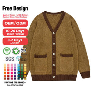 Unisex kış OEM işlemeli LOGO v yaka triko özel erkek bulanık pamuk tiftik hırka kazak yeni özelleştirilebilir hırka - Product Image 6