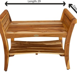 Banc de salle de bain en teck à double couche antidérapant pour salle de douche, entrée, toilettes, buanderie, balcon 73.6x38.1x60.9cm - Product Image 4