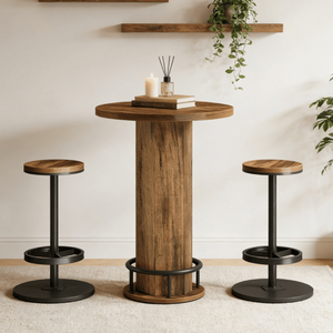 Modern Stylish Contemporary Minimalist Solid Wood Space-Saving <b>Bar</b> <b>Table</b> for Home <b>Bar</b> Indoor Use <b>Bar</b> Height Cafe Set - Product Image 1