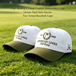 Casquette de baseball tendance bicolore en coton beige avec logo brodé, 5 panneaux, haute qualité, personnalisable pour hommes et femmes, vente en gros - Product Image 1