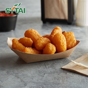 Phân Hủy Sinh Học Tùy Chỉnh Màu Sắc In Thuyền Hình Giấy Thực Phẩm Ăn Trưa Waffle Khay Cho Burger Hot Dog Ngô Hộp - Product Image 4