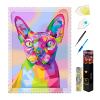 Kit de Peinture Diamant Personnalisé Chaudement Recommandé : Chat Sphynx Abstrait, Broderie Mosaïque à Diamants Carrés, Décoration Murale, Commande en Gros