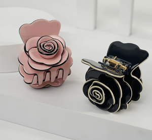 EASY <span class=keywords><strong>Ancora</strong></span> Pinza para el pelo de acetato rosa francés con diseño floral para cola de caballo alta, accesorios de moda para el cabello, tocados para mujer, logotipo personalizado - Product Image 6