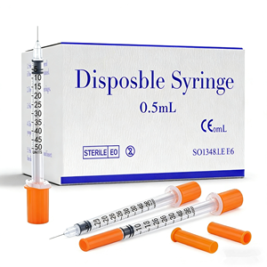 Jeringa de Insulina de Plástico Desechable, Estéril y Segura, de 1 <span class=keywords><strong>ml</strong></span>, <span class=keywords><strong>5</strong></span>/16, Paquete de 100 Unidades, con Aguja de 31g y 6mm, para Animales - Product Image 1