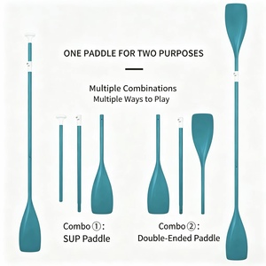 Pagaie SUP pleine couleur, pagaie télescopique réglable à tête simple et double pour planche de surf SUP - Product Image 3