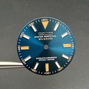Nouveau cadran de montre modifié sans date, argenté, avec index bâtonnets orange, 28,5 mm, compatible avec le mouvement NH35 - Product Image 3