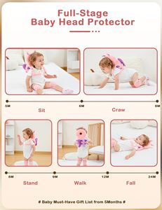 Pink Butterfly Baby Walker Head Protector Pillow <b>Toddler</b> Adjustable Baby Head Protection <b>Backpack</b> Wear Safety Pad - Product Image 4