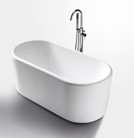 Baignoire Spa Ovale Moderne Hotaqi en Acrylique Blanc, Certifiée CUPC, Garantie 5 Ans, Personnalisable, Autoportante, Drain Central, pour Salle de Bain