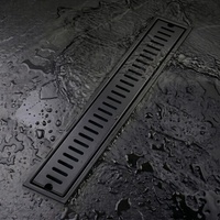 Drain de douche linéaire en acier inoxydable robuste de 200-600 mm, noir mat, anti-odeur, couvercle rectangulaire pour salle de bain, vente en gros