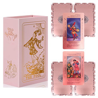 ZS Fantasy - Baraja de Cartas del Tarot Educativas de Arte Moderno, con Estampado en Oro Rosa, Acabado Brillante, Esquinas Cuadradas, Lectura Espiritual
