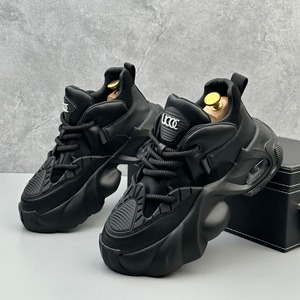 Zapatos casuales de hombre con suela gruesa, estilo nuevo de primavera, con cordones, que aumentan la altura, modernos, a la moda, de color sólido, deportivos. - Product Image 2