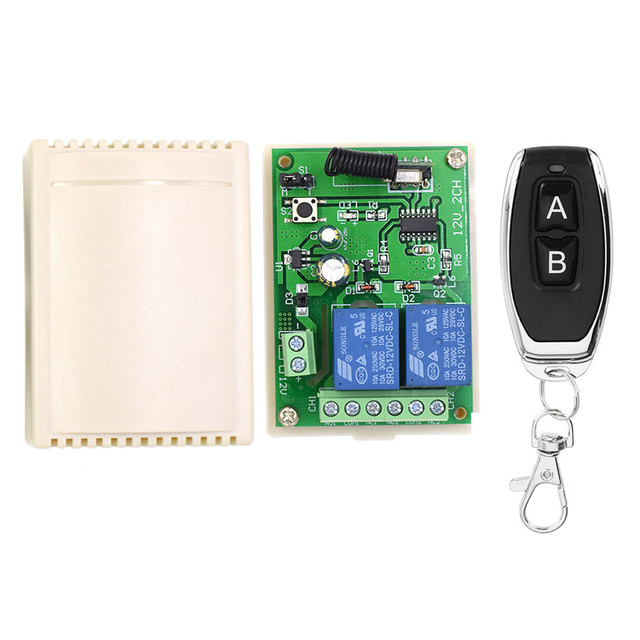 433Mhz RF Remote Control Circuit Universal Wireless Switch DC 12V 24V 2CH Rf Relay Receiver and Keyfob Transmitter for Garage