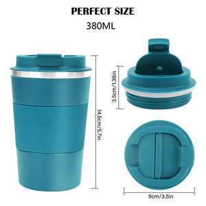 Reusable Leakproof 380ml 510ml Double Wall Vacuum Insulated Stainless Steel Travel <b>Coffee</b> Mug Tumbler Cup with Silicone Sleeve - Product Image 4