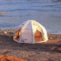 Tente de camping portable d'extérieur avec tissu Oxford imperméable, dôme gonflable à colonnes d'air, équipement octogonal
