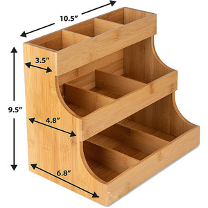Bamboo Tea Bag Storage <b>Box</b> Three Tier Multi Compartment Stackable For <b>Milk</b> Tea Shops - Product Image 3