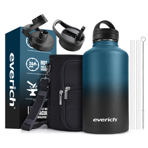 Vente en gros, nouveauté, flacon à vide sport à double paroi de 64oz, <span class=keywords><strong>bouteille</strong></span> d'eau isolée en acier inoxydable avec couvercle en paille et logo - Product Image 1