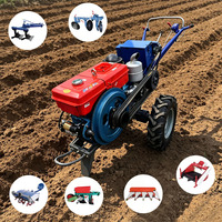 Tractor Agrícola Diésel Certificado CE de 12-32HP, Motocultor de Dos Ruedas Refrigerado por Agua para Exportación Global