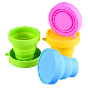 Wholesale <b>Reusable</b> Foldable Silicone Folding Rubber Drinking Collapsible Travel <b>Cup</b> with Lids - Product Image 6
