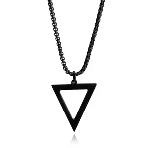 Dainty triangle pendant Necklace Men's Jewelry Nice Arrow pendant black plating necklace for men and boys custom pendant