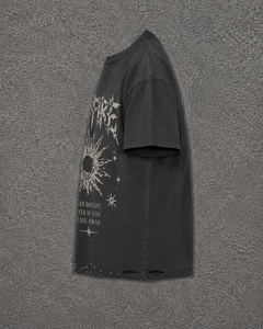 Custom Printed Vintage Washed Cropped <b>T</b> <b>Shirt</b> Men Distressed Raw Hem <b>Gothic</b> Wildfire Sun Graphic Oversized Streetwear <b>T</b>-<b>shirt</b> - Product Image 3