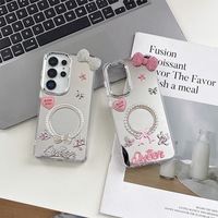 Coque de téléphone pour S26 Ultra S25 Mirror Star Heart, matériau PC, design luxueux, style coréen, coque de téléphone pour femmes pour Samsung A07 A15