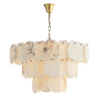 Lustre moderne en laiton blanc et albâtre, éclairage intérieur haut de gamme pour chambre à coucher, hôtel, salle à manger